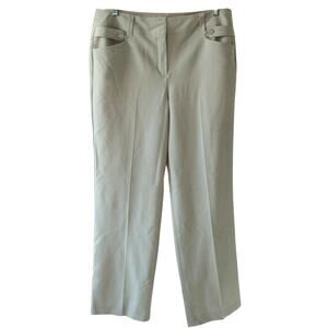 Dress Barn Women's Beige Mid Rise Straight Leg Zip Front Dress Pants Size 14